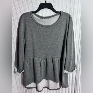 LOFT Gray Peplum Blouse